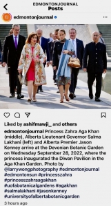 Princess Zahra in Edmonton  for the opening of the Diwan Pavilion at the Aga Khan Garden.  2022-09-28